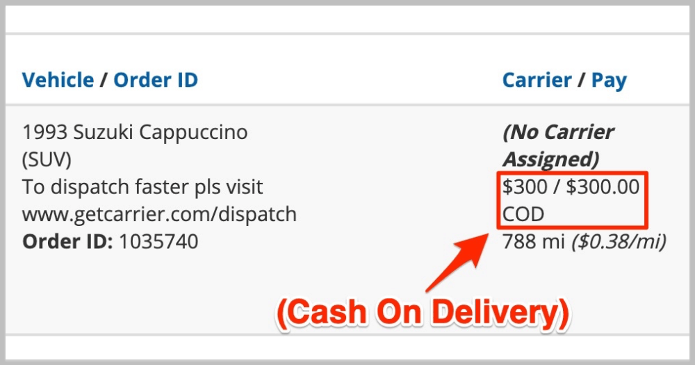 Shipping a Car: Driver Payment (Cash on Delivery)