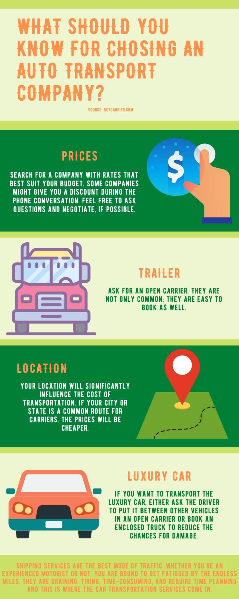 What should we know before chosing an auto transport company infographic